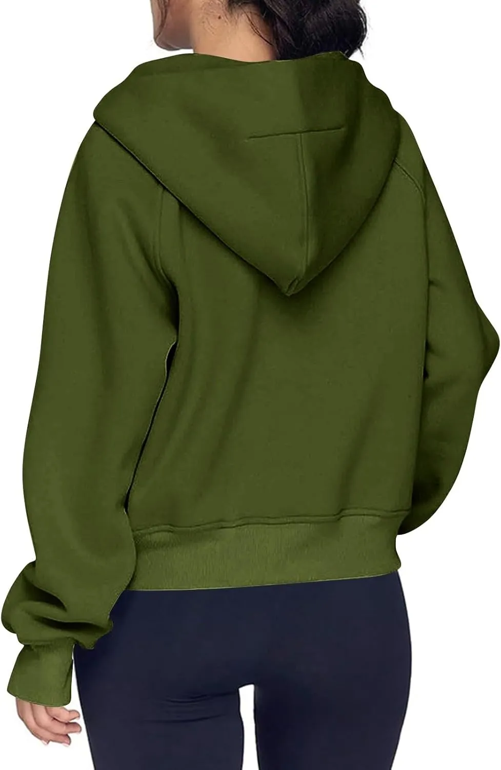 Half Zip Pullover Women Fleece Thumb Hole Cropped Hoodie Y2k Raglan Quarter Zipped Hooded Sweatshirt with Pockets