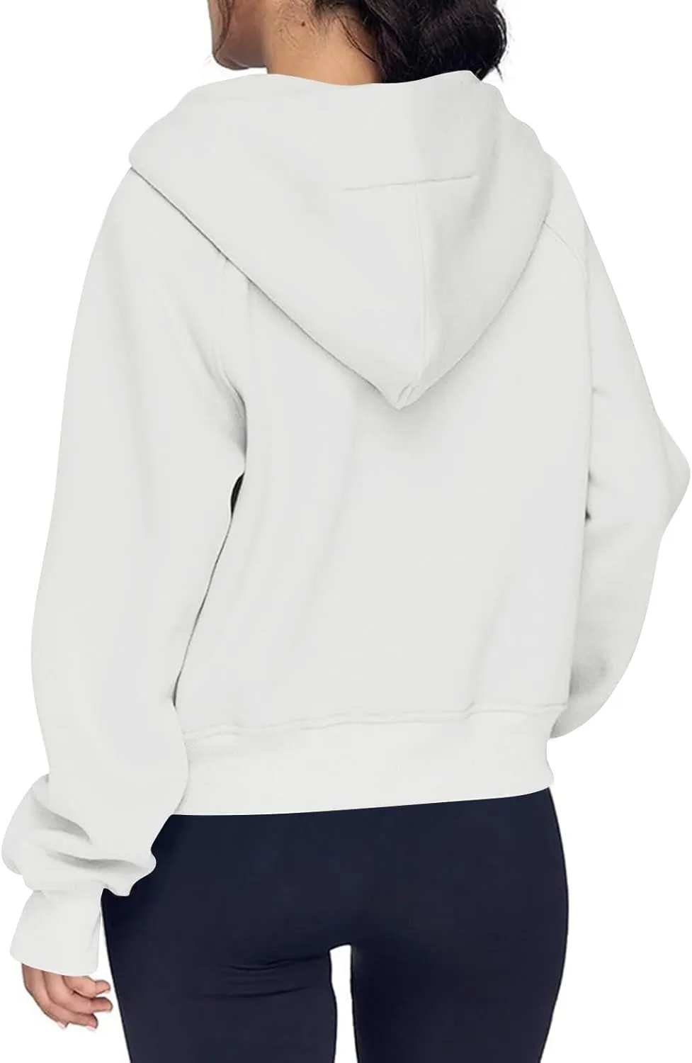Half Zip Pullover Women Fleece Thumb Hole Cropped Hoodie Y2k Raglan Quarter Zipped Hooded Sweatshirt with Pockets