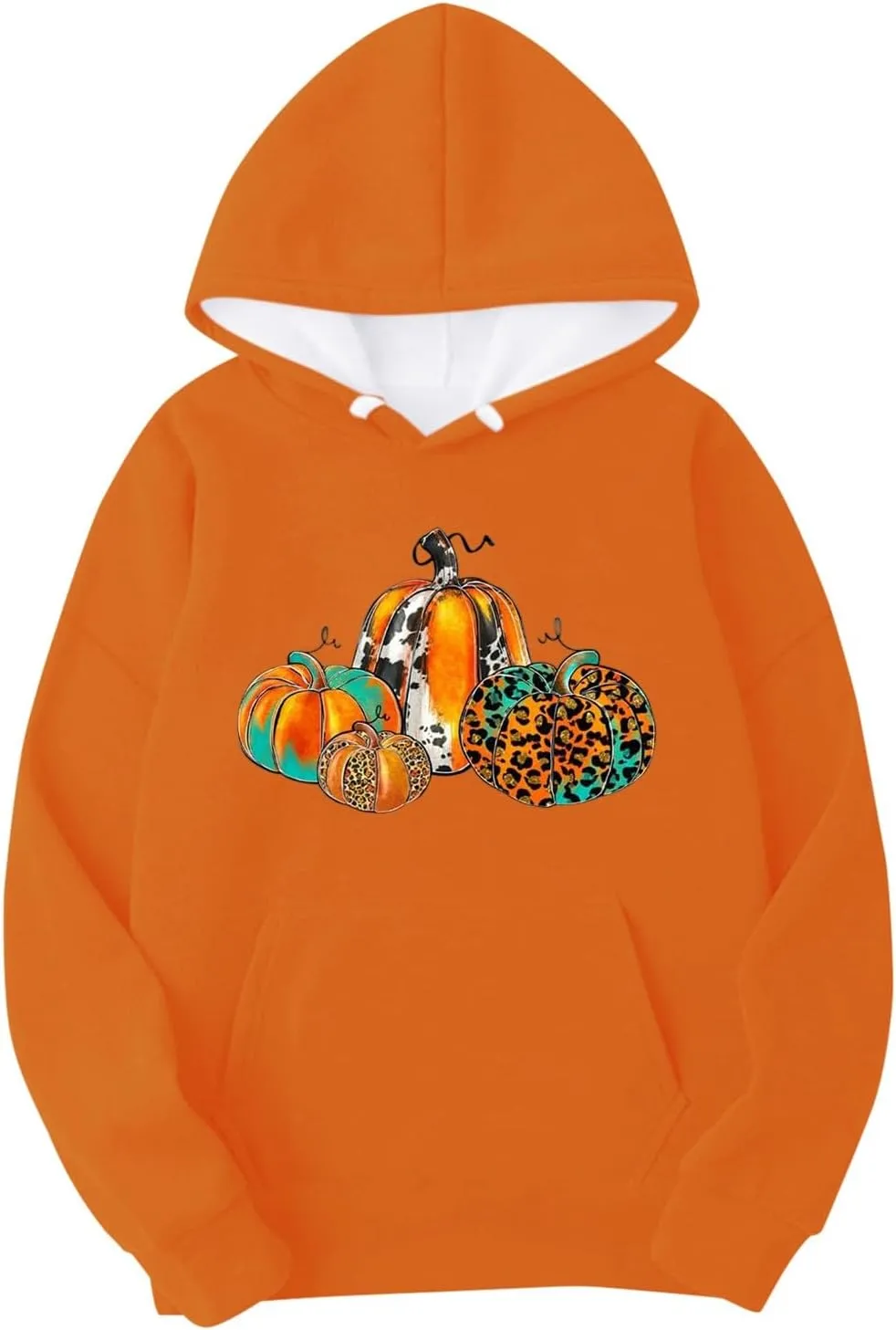 Halloween Hoodies for Men Oversized Drawstring Pullover Top Casual Loose Pumpkin Print Outdoor Long Sleeve Streetwear
