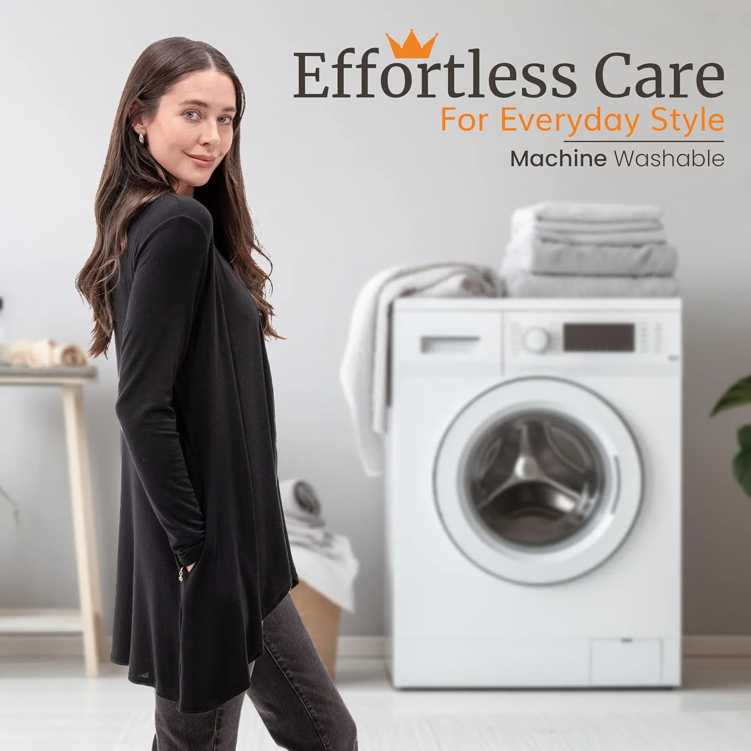 Happyluxe Lightweight Cardigan Sweaters for Women - Eco Cashmere Cardigan with Pockets. Long, Open Front - Made in USA