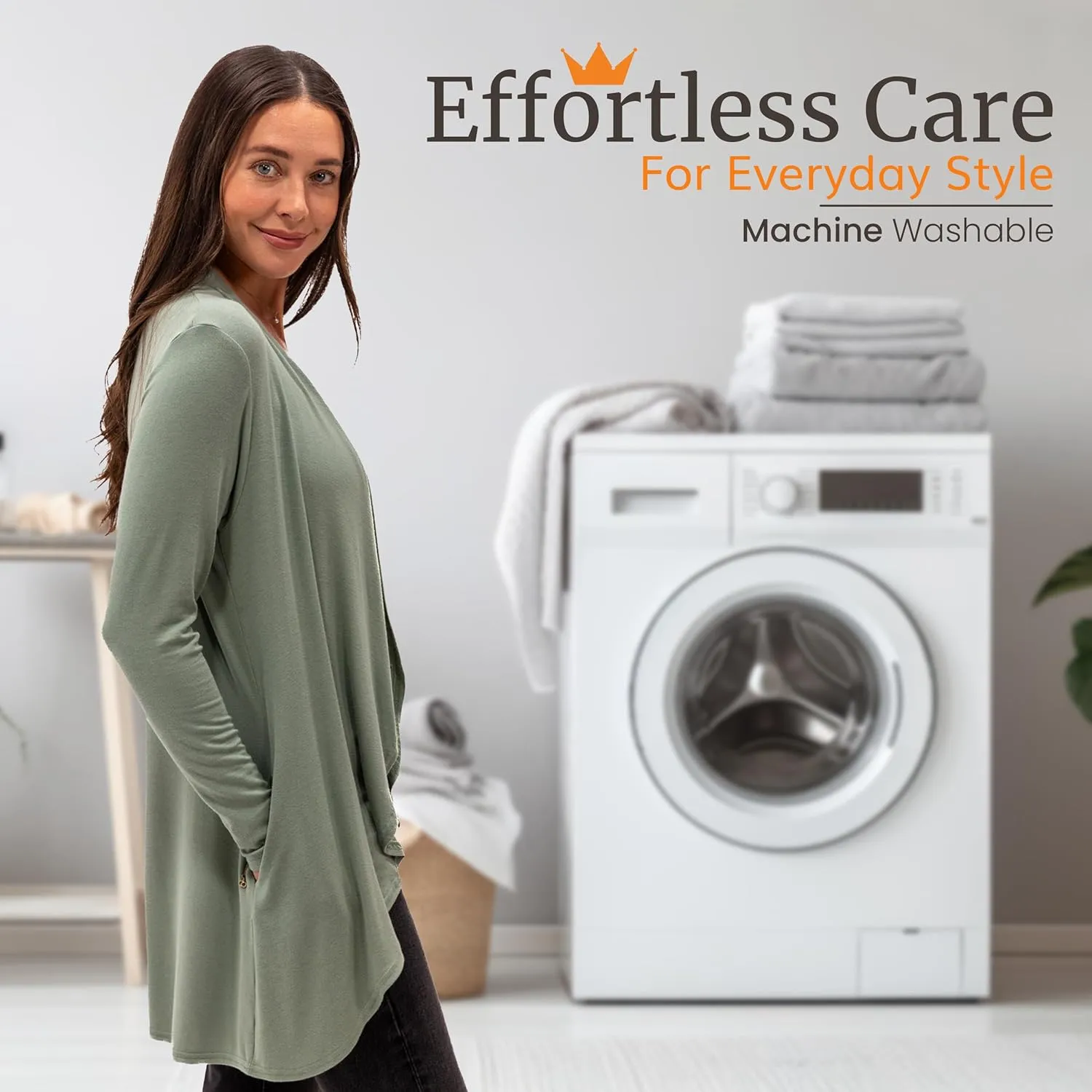 Happyluxe Lightweight Cardigan Sweaters for Women - Eco Cashmere Cardigan with Pockets. Long, Open Front - Made in USA
