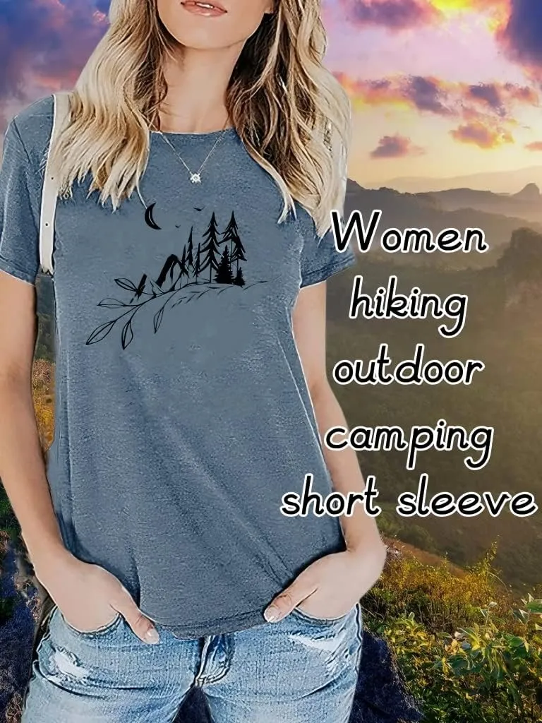Hiking Mountain Tank Tops for Women Funny Pine Tree Sunrise Graphic Workout Tanks Summer Sleeveless Loose Fit Shirts Tops