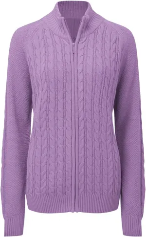 Hongqizo Women's Zipper Cable Knit Sweater Cardigan Long Sleeve Open Front Warm Knit Cardigan Casual Cardigan Knitwear
