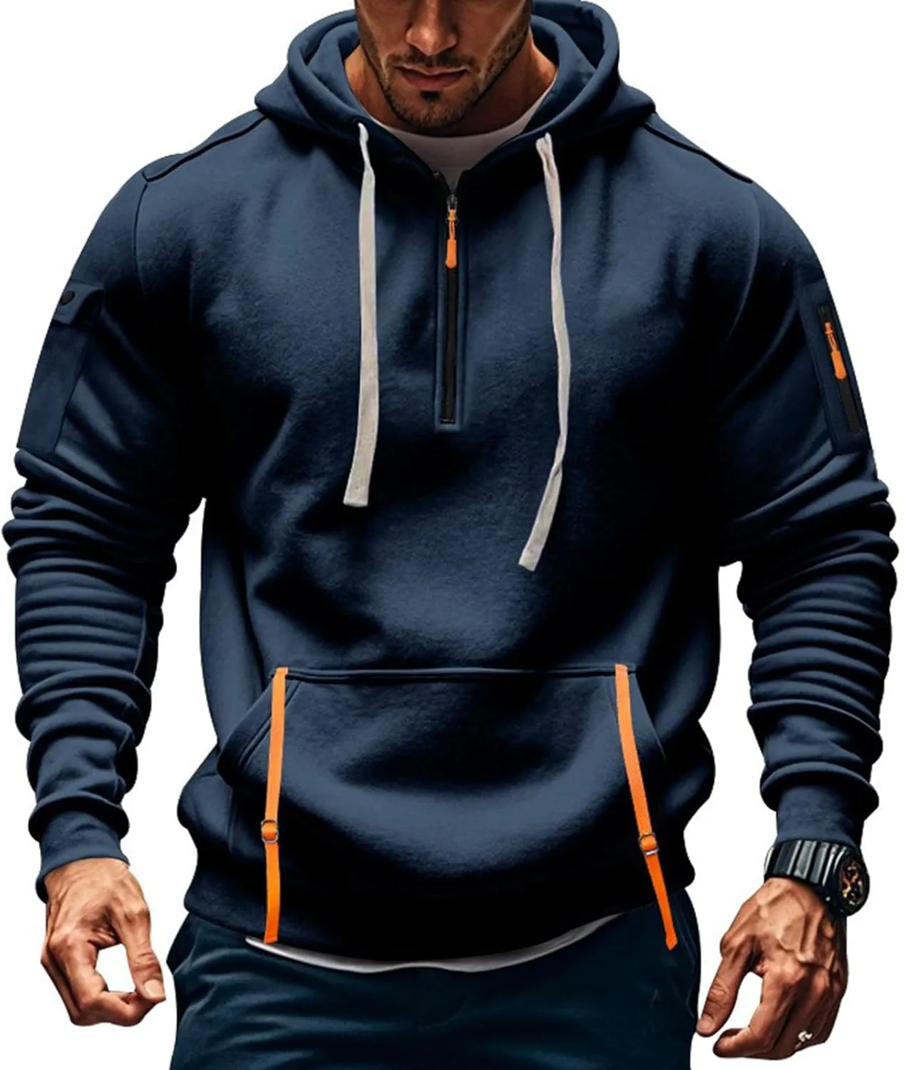 Hoodies For Men Tall Stylish Quarter Zip Pullovers Big And Tall Tactical Sweatshirts Long Sleeve Hoodies With Pockets