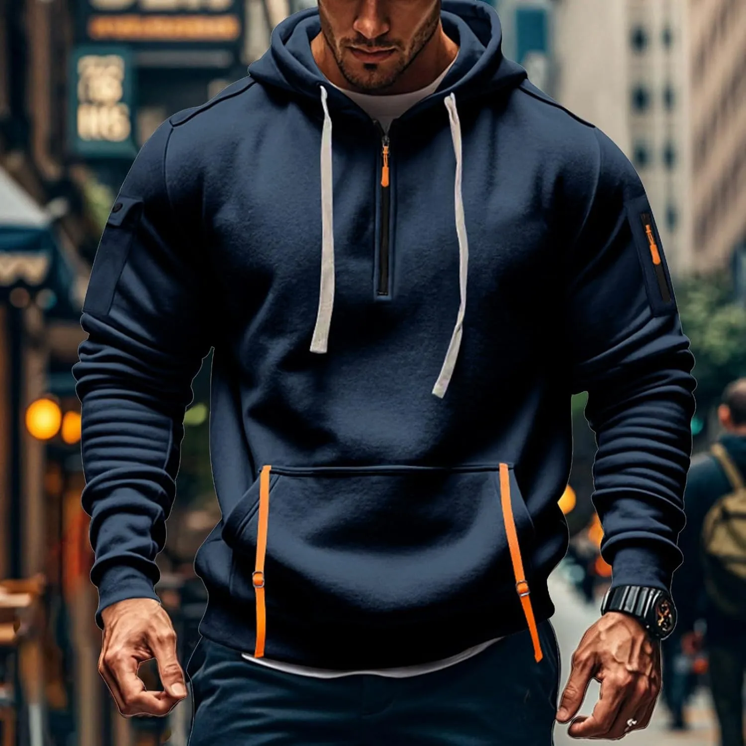 Hoodies For Men Tall Stylish Quarter Zip Pullovers Big And Tall Tactical Sweatshirts Long Sleeve Hoodies With Pockets
