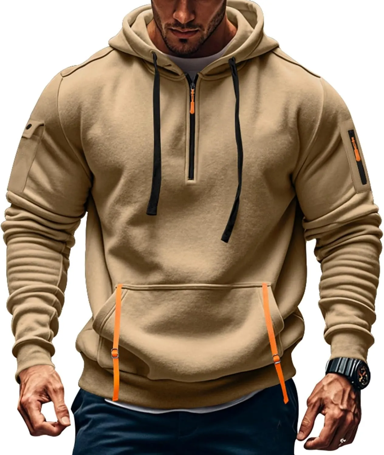 Hoodies For Men Tall Stylish Quarter Zip Pullovers Big And Tall Tactical Sweatshirts Long Sleeve Hoodies With Pockets