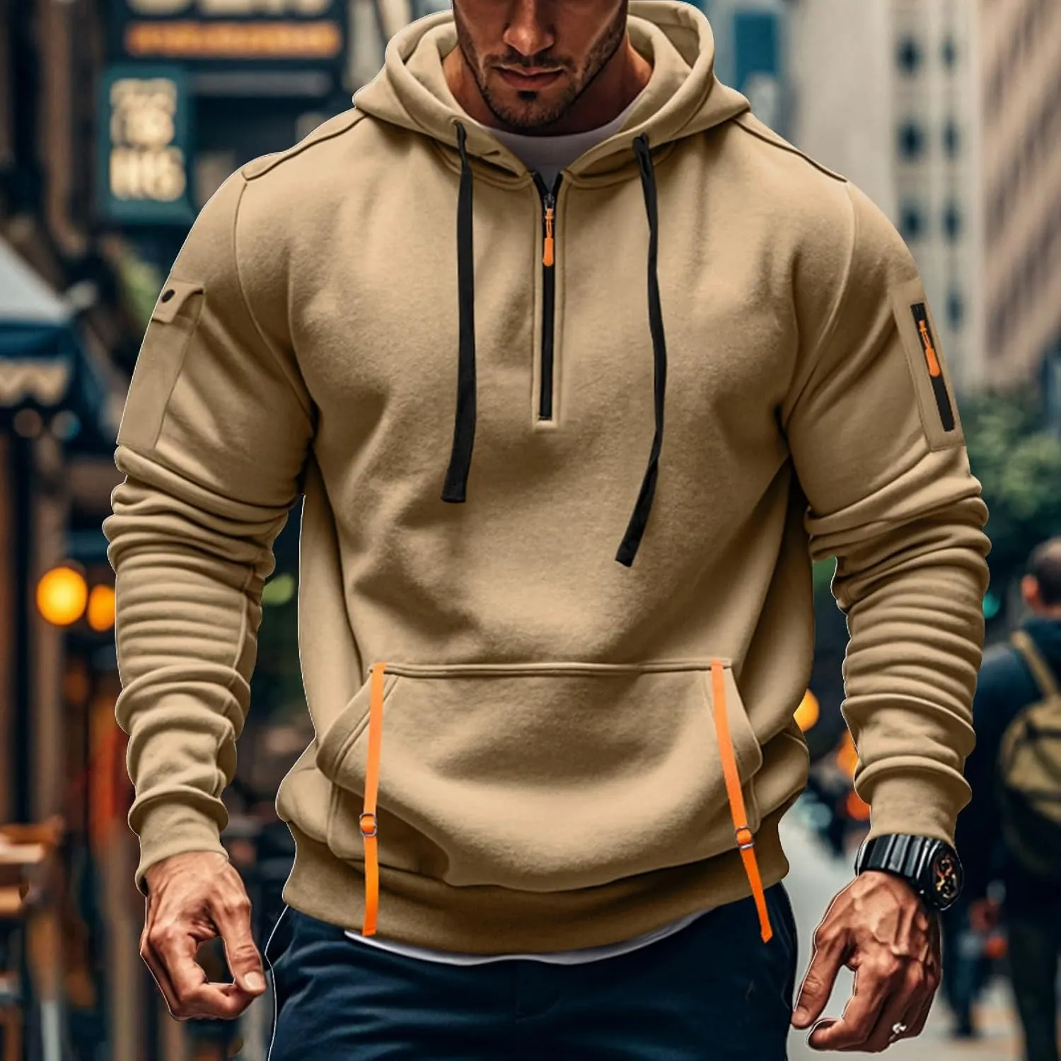 Hoodies For Men Tall Stylish Quarter Zip Pullovers Big And Tall Tactical Sweatshirts Long Sleeve Hoodies With Pockets