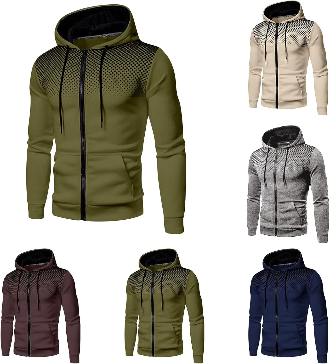 Hoodies for Men Zip up Lightweight Hoodie Big and Tall Sweatshirt Casual Fashion Jackets Fall Tops with Zip Pockets
