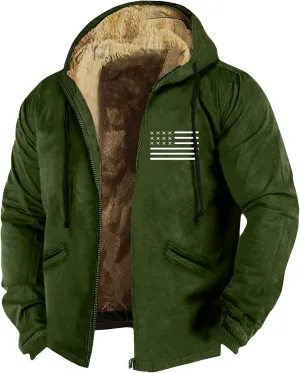 Hoodies for Men Zip Up Sweashirts Flannel Shirt Plaid Zip Up Sherpa Hooded Sweatshirt Warm Winter Coat