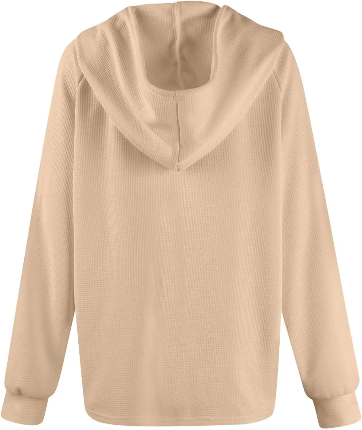 Hoodies for Women Comfy V Neck Waffle Knit Hooded Sweatshirts Drawstring Casual Long Sleeve Fall Pullover Sweaters