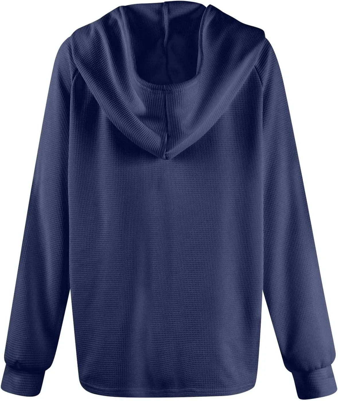 Hoodies for Women Comfy V Neck Waffle Knit Hooded Sweatshirts Drawstring Casual Long Sleeve Fall Pullover Sweaters