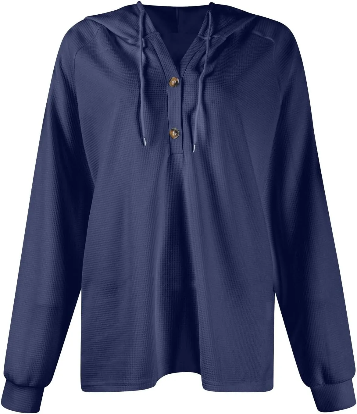 Hoodies for Women Comfy V Neck Waffle Knit Hooded Sweatshirts Drawstring Casual Long Sleeve Fall Pullover Sweaters