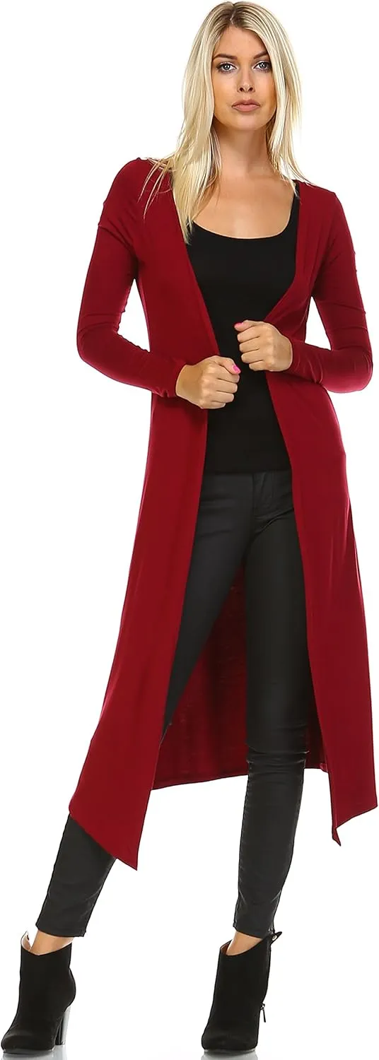 Isaac Liev Women Cardigans Casual Essential Long Maxi Extra Duster Open Front Long Sleeve Lightweight Cardigan