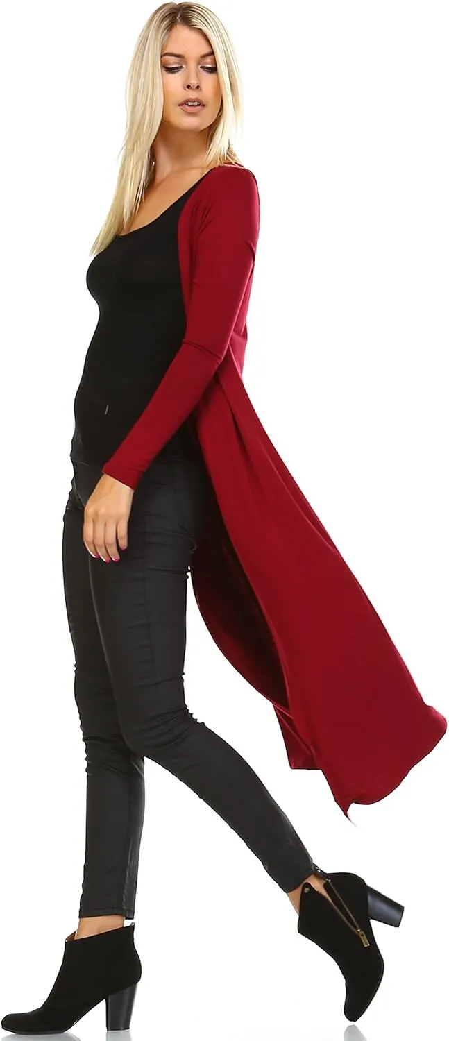 Isaac Liev Women Cardigans Casual Essential Long Maxi Extra Duster Open Front Long Sleeve Lightweight Cardigan