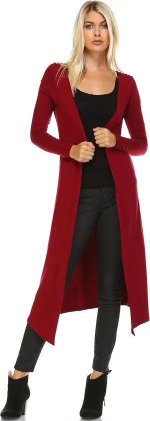 Isaac Liev Women Cardigans Casual Essential Long Maxi Extra Duster Open Front Long Sleeve Lightweight Cardigan