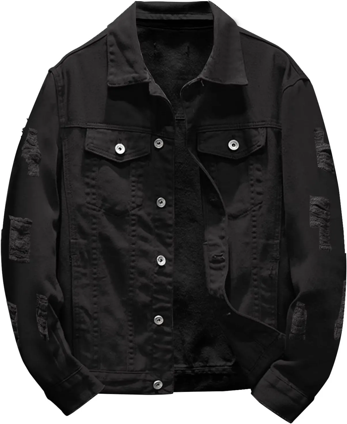 Jean Jacket for Men, Classic Ripped Slim Denim Jacket Men's Trucker Jacket Cowboy Cut Western Denim Jacket