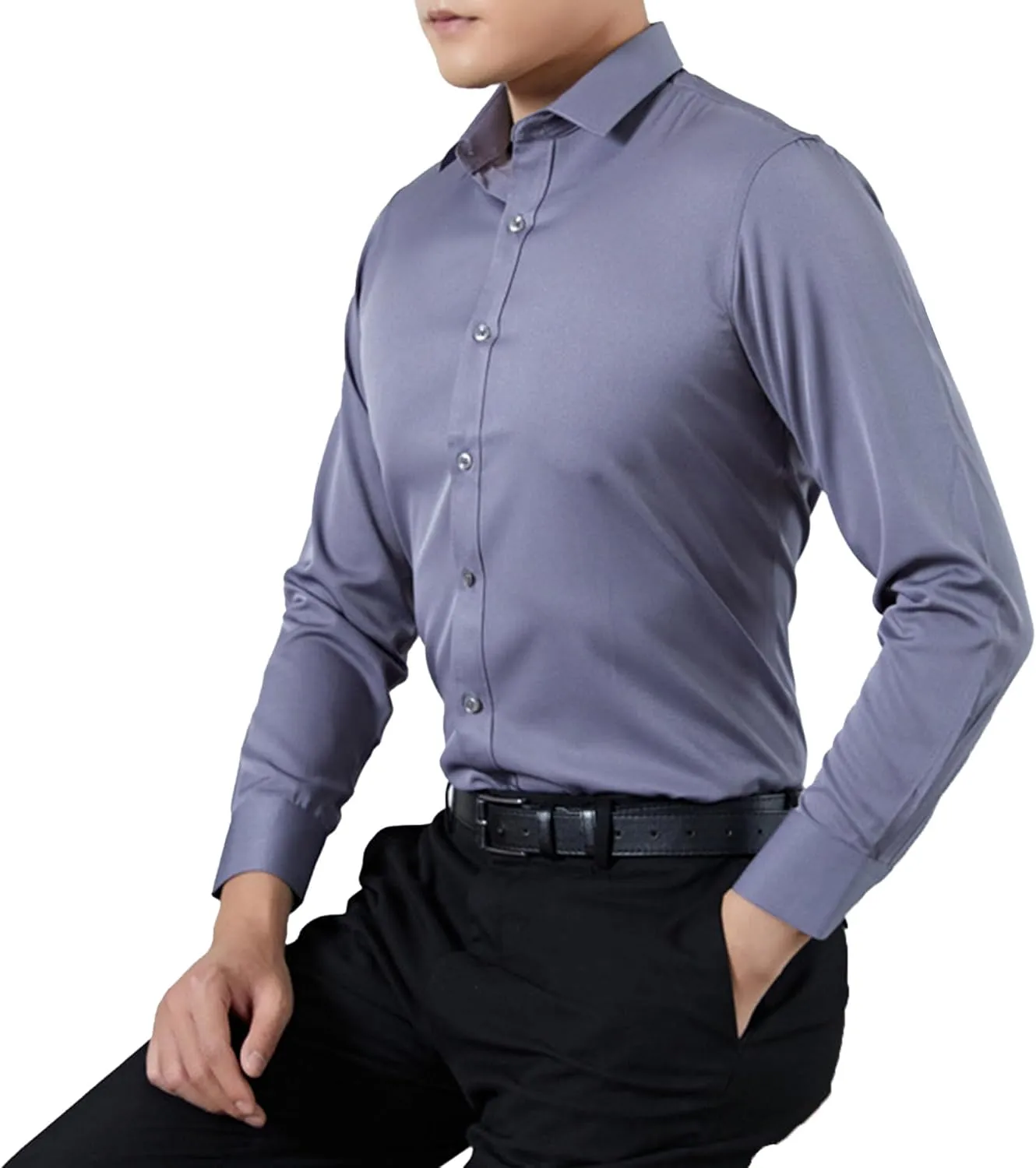 JEShifangjiusu Men's Business Dress Shirt Long Sleeve Regular Fit Fashion Shirt Cotton Casual Button Down Stretch Shirt