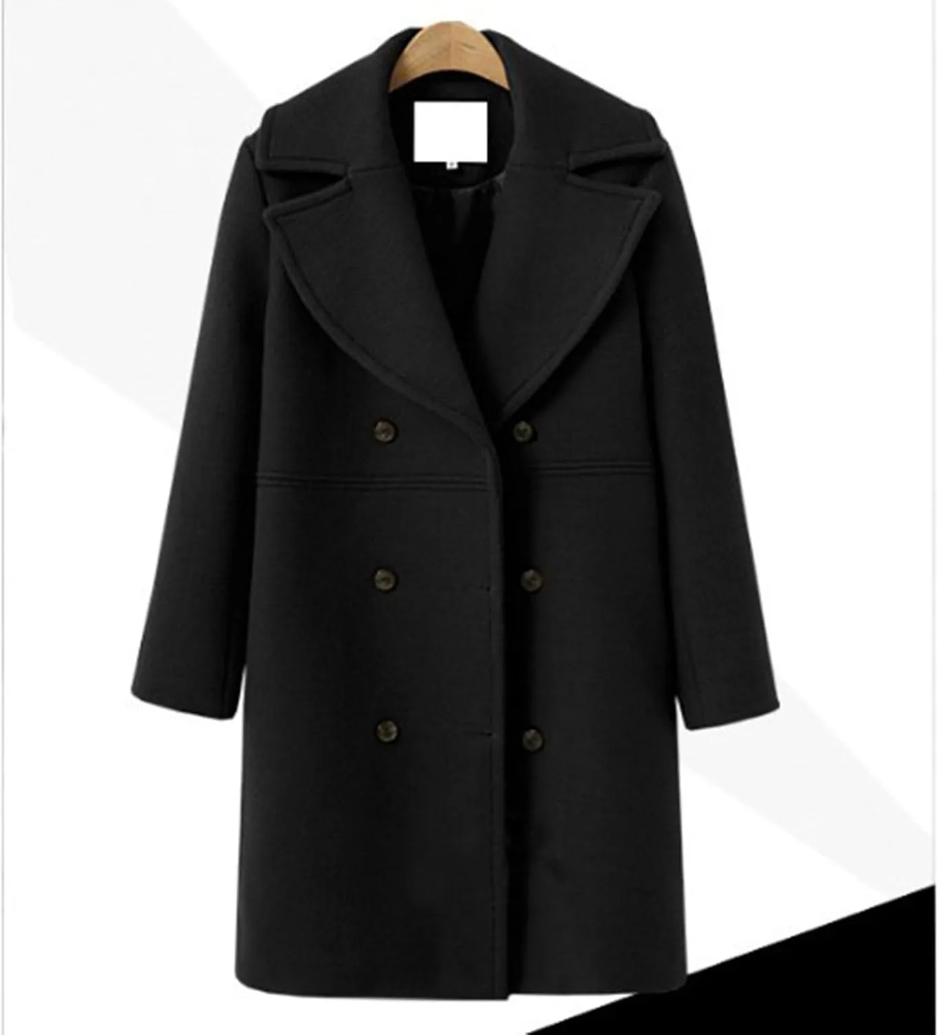 JOAU Women's Wool Trench Coats Warm Winter Pea Coat Double Breasted Mid-Long Overcoat Fashion Notched Lapel Jackets Outwear