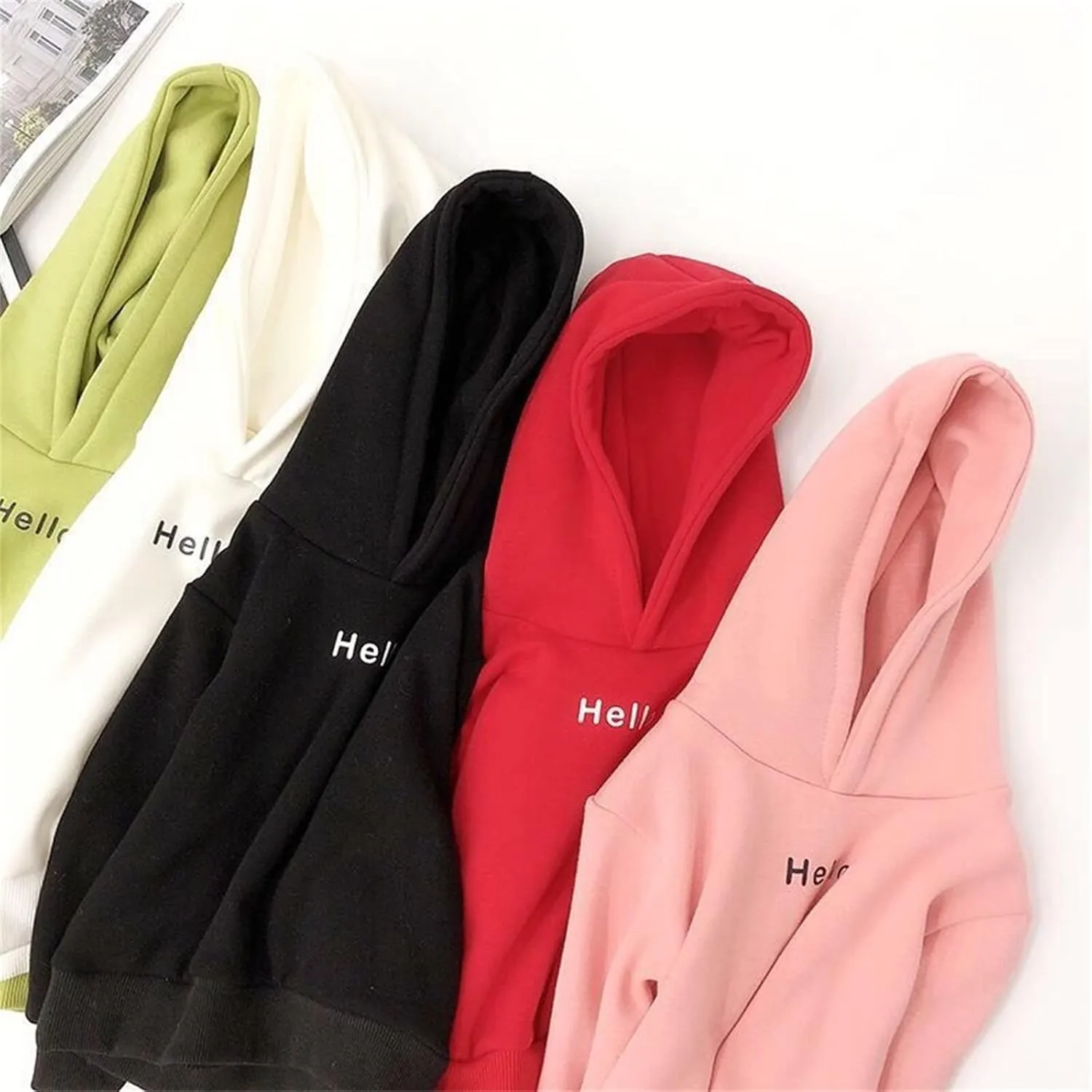 Kids Toddler Boy Girl Hoodies Pullover Hello Letter Print Sweatshirt Fleece Hooded Fall Winter Warm Casual Tops