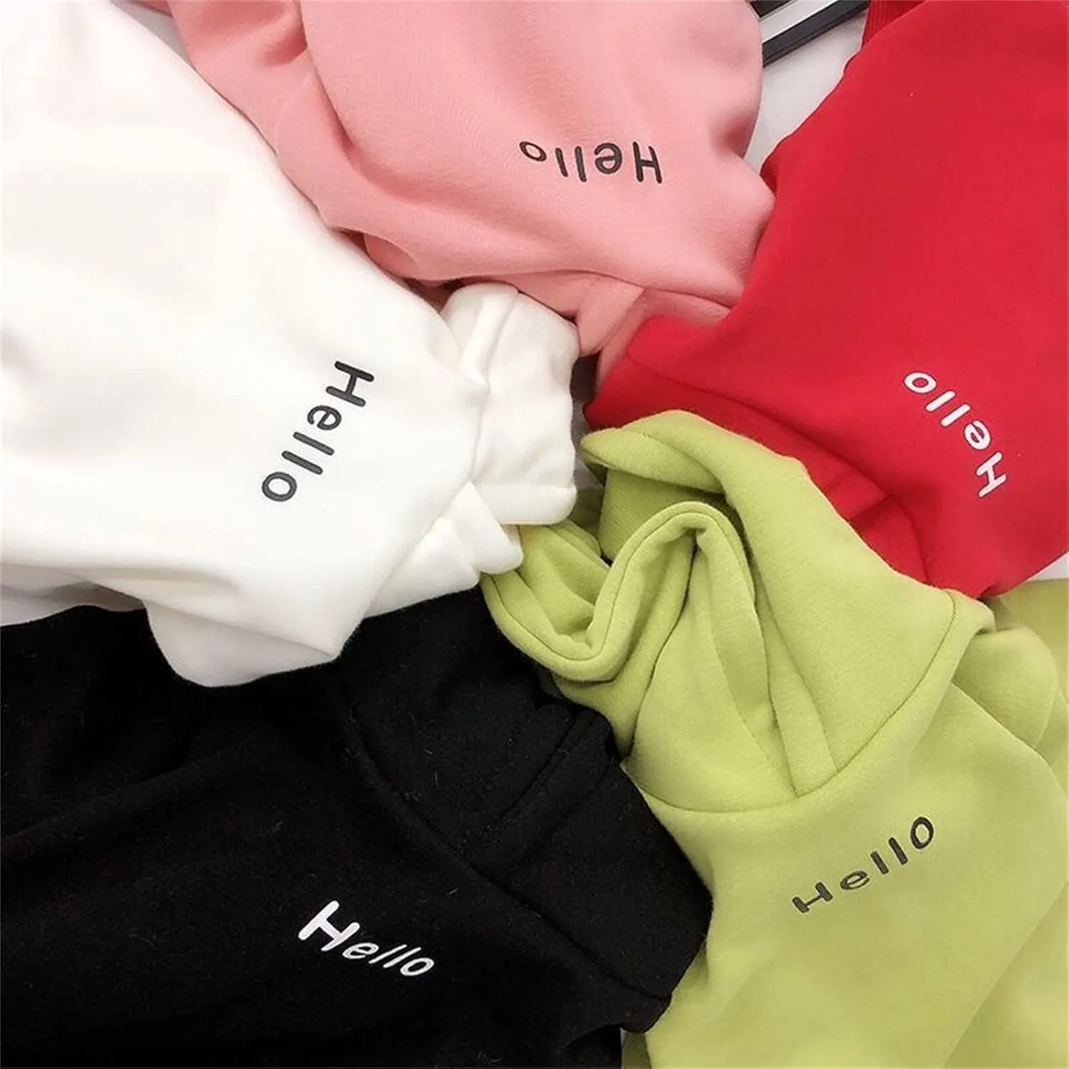 Kids Toddler Boy Girl Hoodies Pullover Hello Letter Print Sweatshirt Fleece Hooded Fall Winter Warm Casual Tops