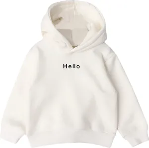 Kids Toddler Boy Girl Hoodies Pullover Hello Letter Print Sweatshirt Fleece Hooded Fall Winter Warm Casual Tops