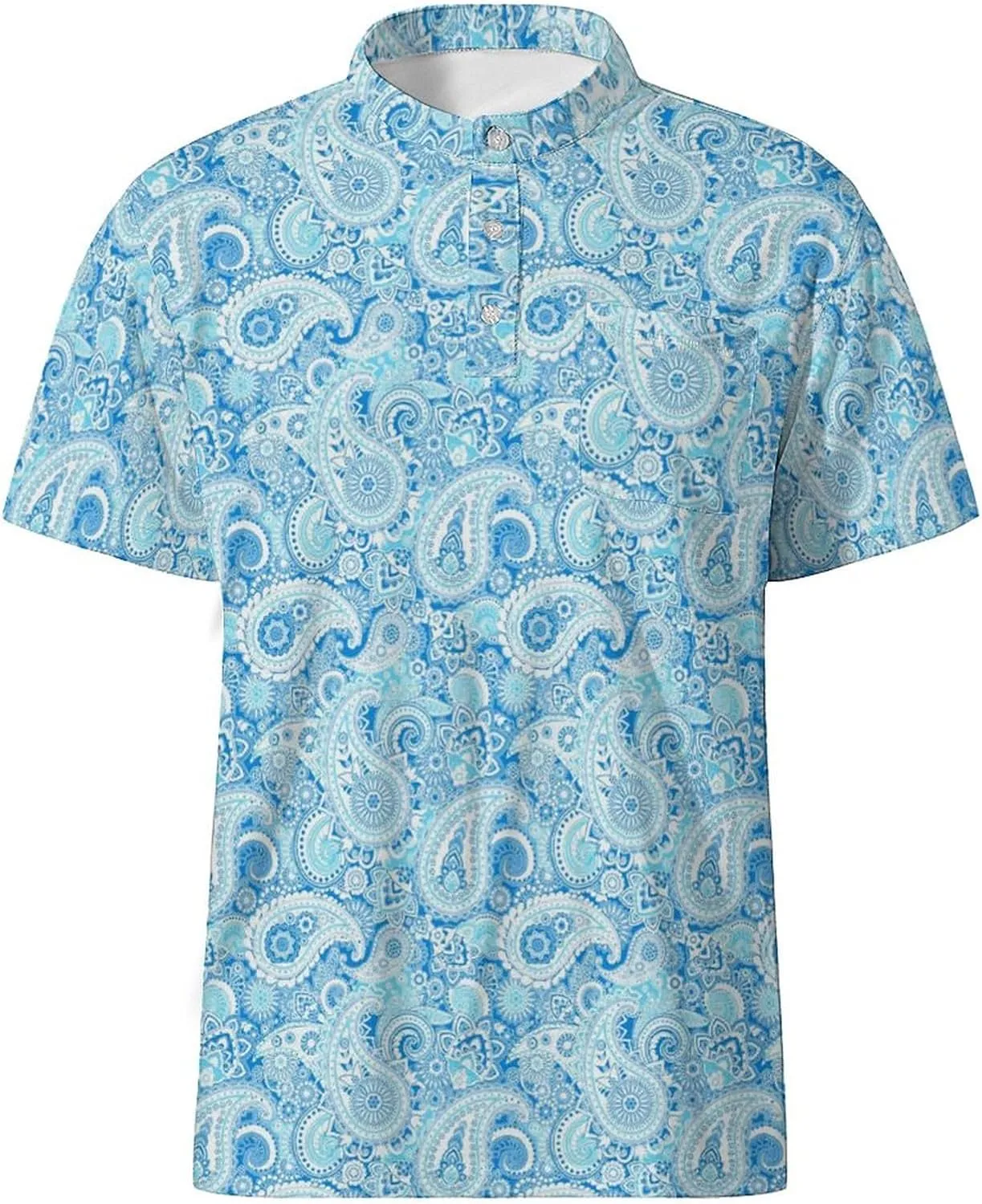 LARSD Men's Henley Shirt Short Sleeve Button Up Stand Collar Casual T-Shirt Top