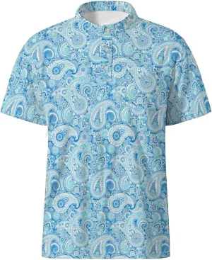 LARSD Men's Henley Shirt Short Sleeve Button Up Stand Collar Casual T-Shirt Top