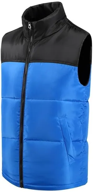 lcziwo Mens Sleeveless Vest Cotton Padded Coat Lightweight Color Block Stand Collar Zip up Pocket Quilted Puffer Jacket