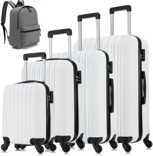 Lightweight Suitcase Set with Universal Wheels, ABS Hard Shell Suitcase Set, 5-piece Suitcase Set, Travel Suitcase (16/20/24/28 Inches) White