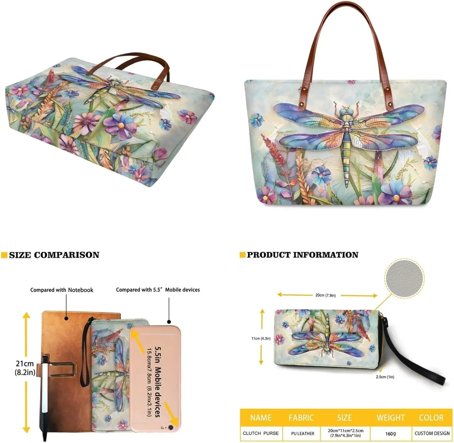 Lotusorchid Purse and Wallet Set, Large Tote and Wallet Set for Women, Lightweight Purses Set