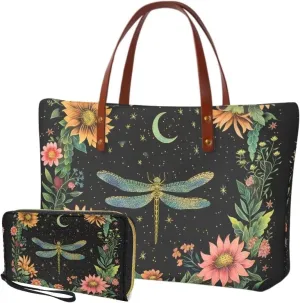 Lotusorchid Purse and Wallet Set, Large Tote and Wallet Set for Women, Lightweight Purses Set