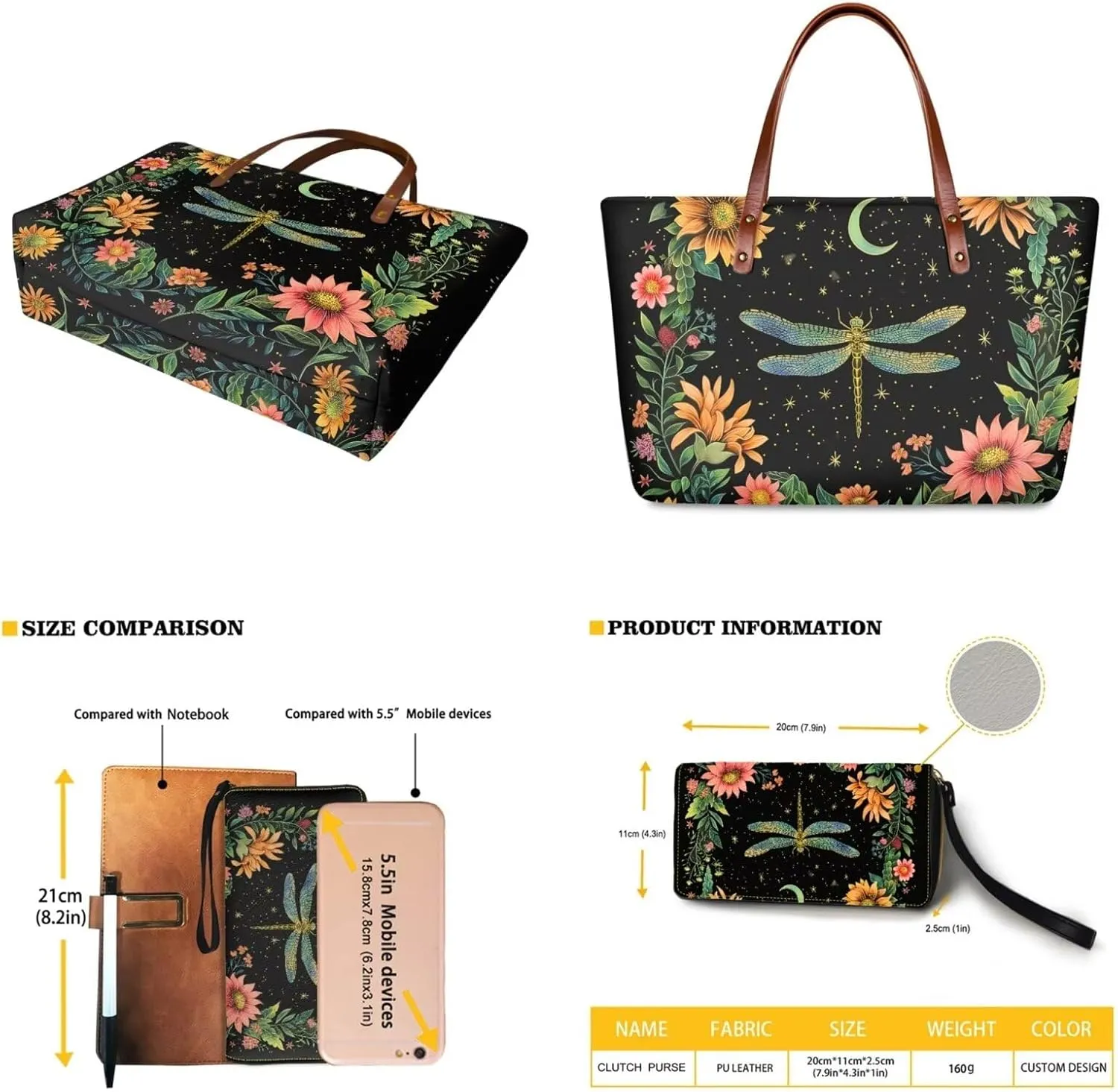 Lotusorchid Purse and Wallet Set, Large Tote and Wallet Set for Women, Lightweight Purses Set