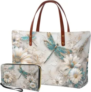 Lotusorchid Purse and Wallet Set, Large Tote and Wallet Set for Women, Lightweight Purses Set