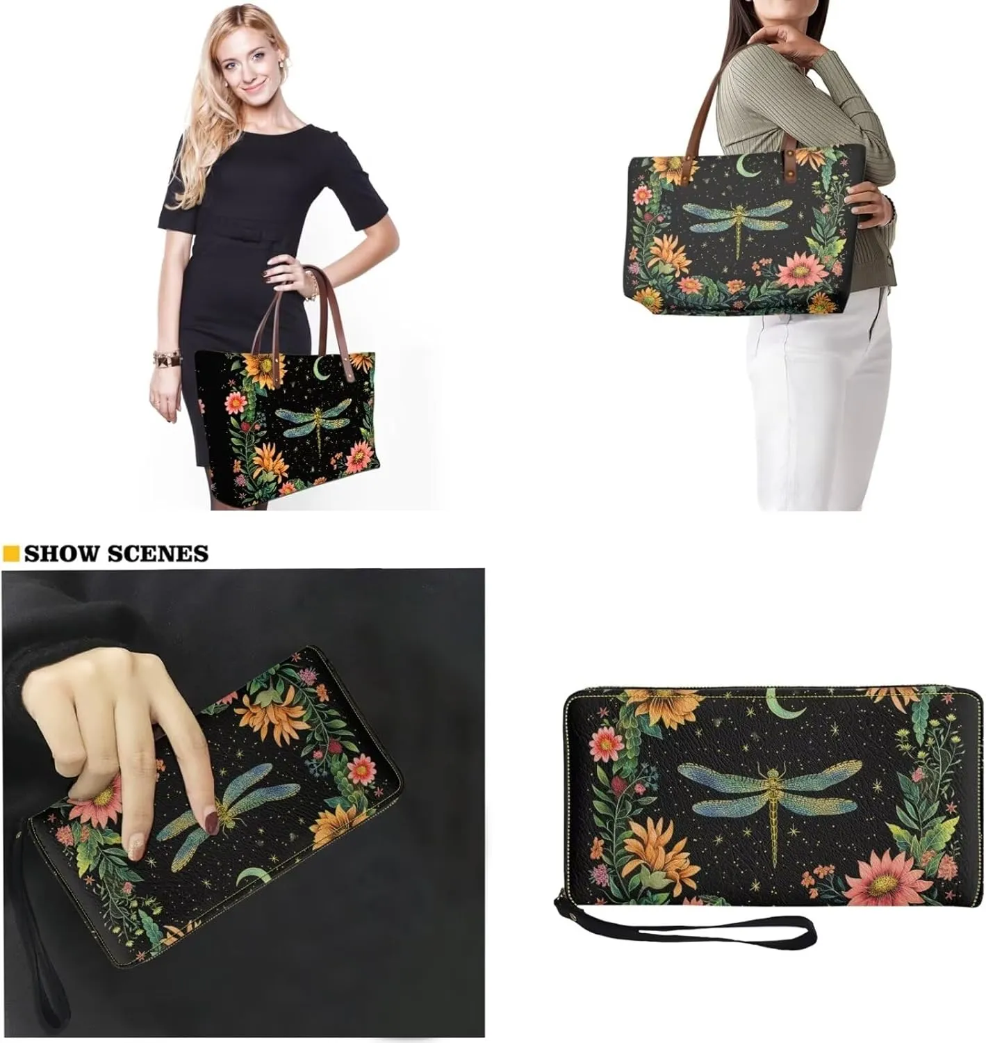 Lotusorchid Purse and Wallet Set, Large Tote and Wallet Set for Women, Lightweight Purses Set