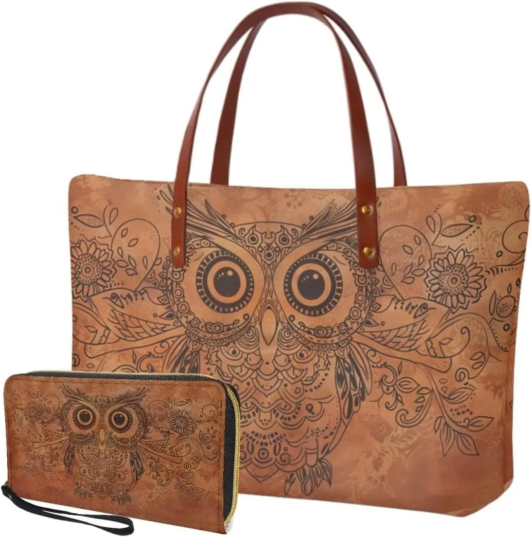 Lotusorchid Purse and Wallet Set, Large Tote and Wallet Set for Women, Lightweight Purses Set