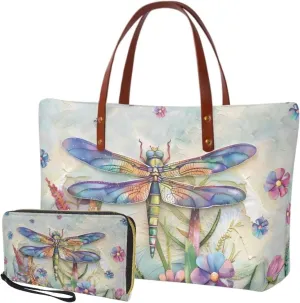 Lotusorchid Purse and Wallet Set, Large Tote and Wallet Set for Women, Lightweight Purses Set