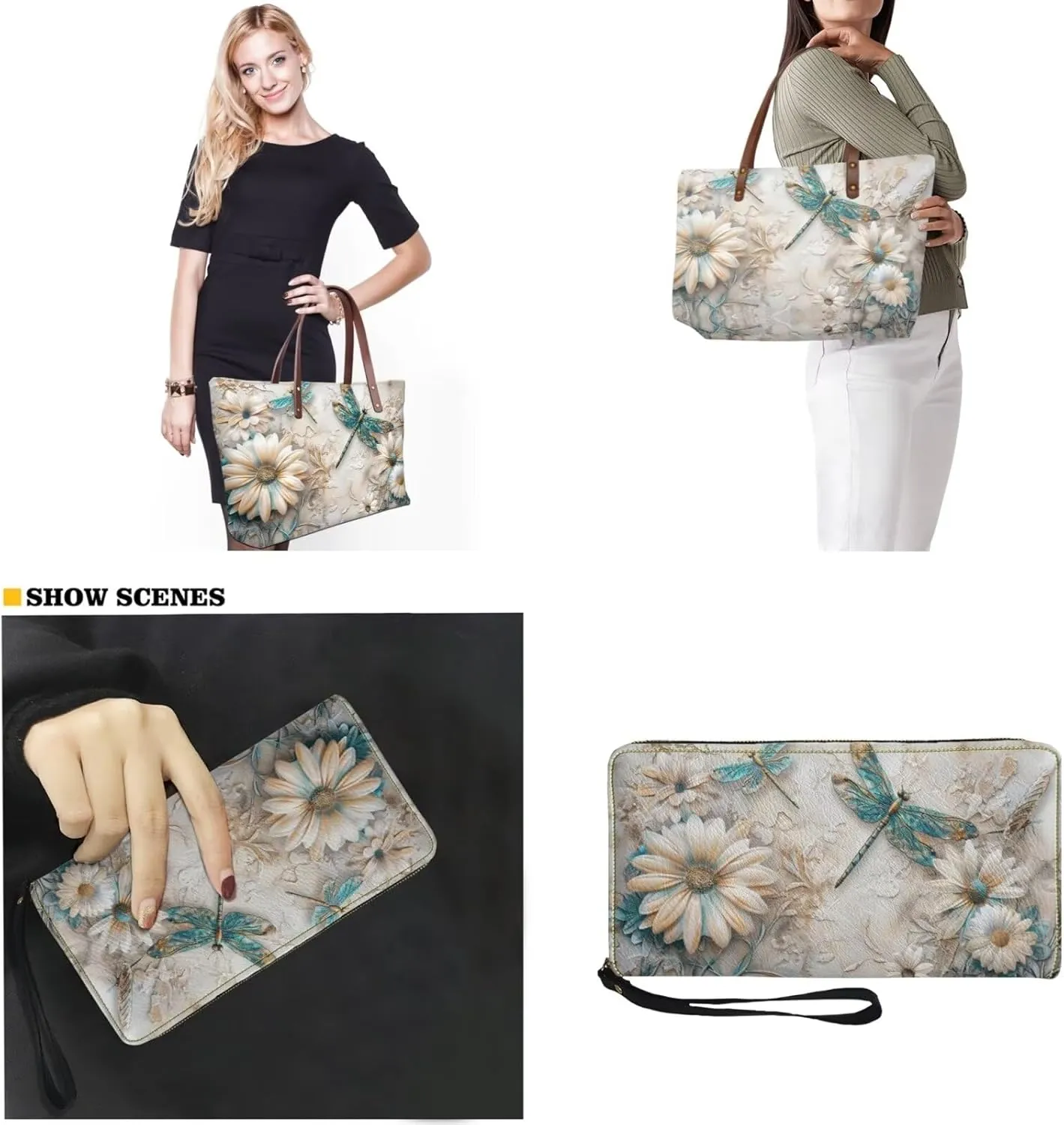 Lotusorchid Purse and Wallet Set, Large Tote and Wallet Set for Women, Lightweight Purses Set