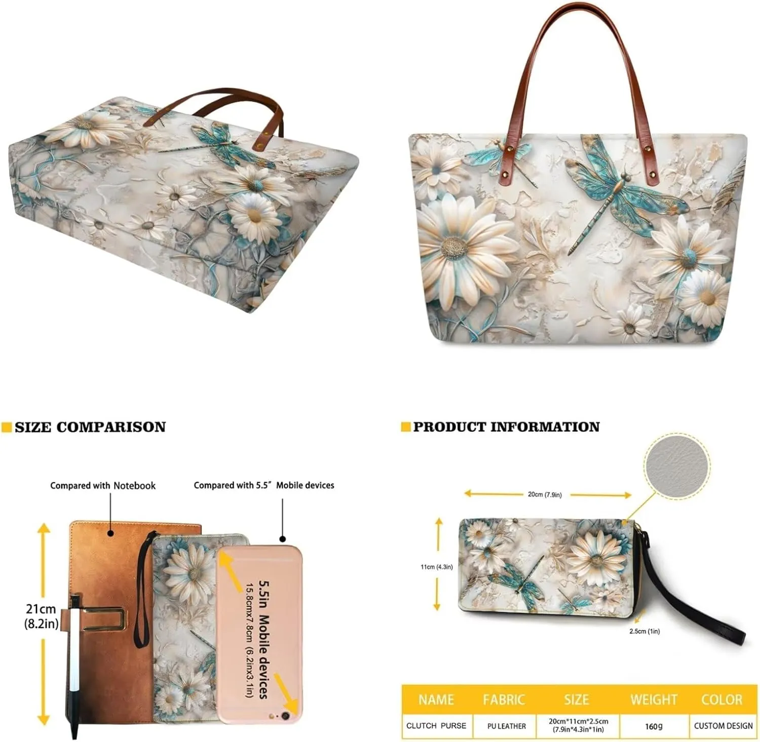 Lotusorchid Purse and Wallet Set, Large Tote and Wallet Set for Women, Lightweight Purses Set