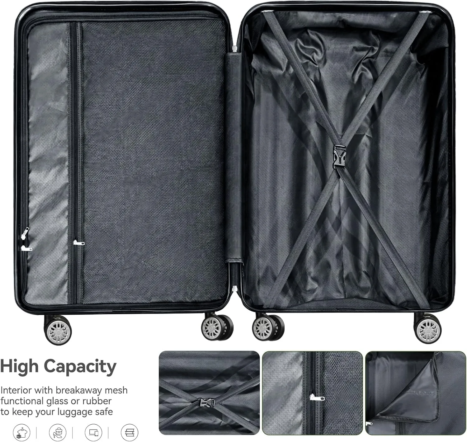 Luggage 3 Piece Set Lightweight Luggage Set Suitcases with Spinner Wheels Travel Suitcase Set,Lavender Purple