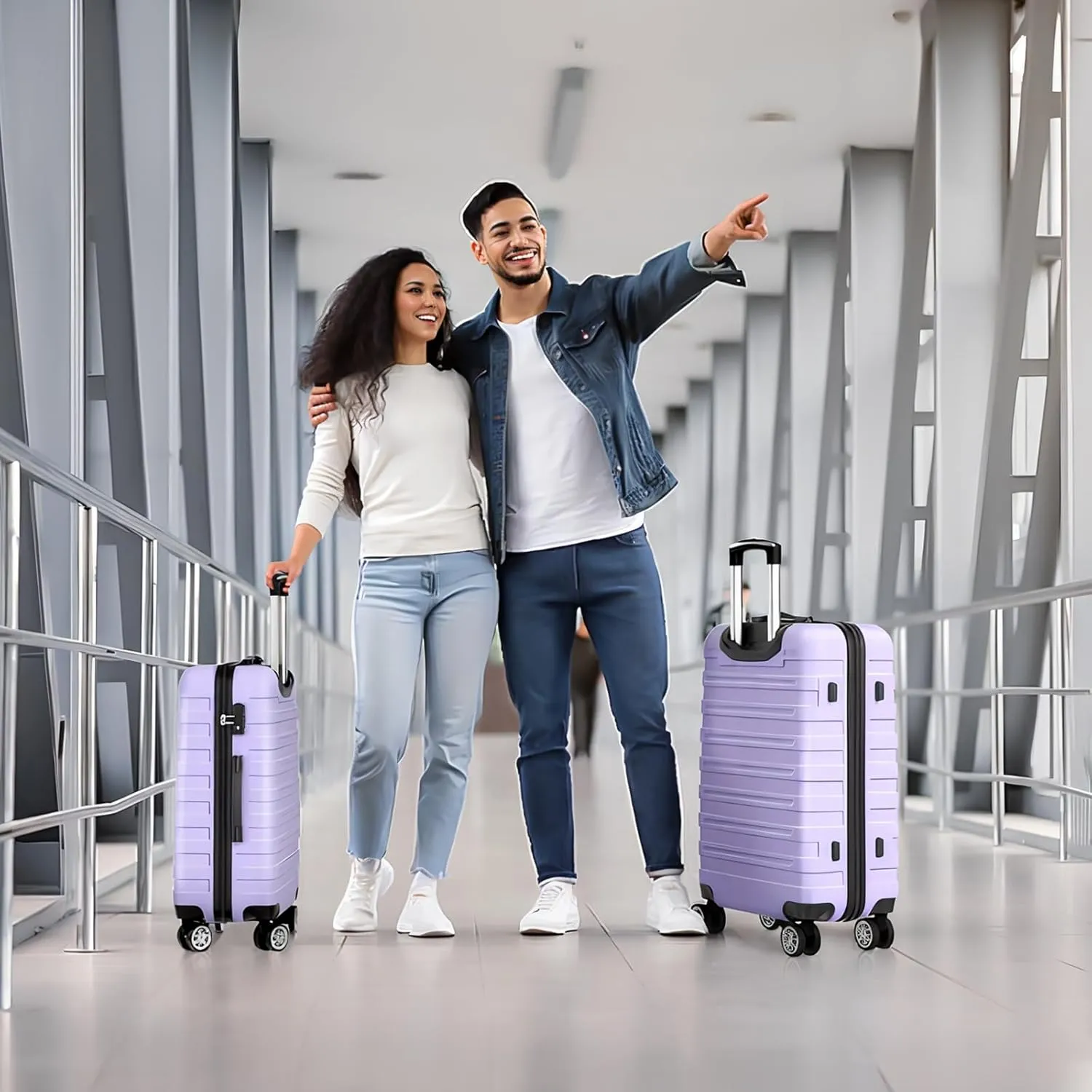 Luggage 3 Piece Set Lightweight Luggage Set Suitcases with Spinner Wheels Travel Suitcase Set,Lavender Purple
