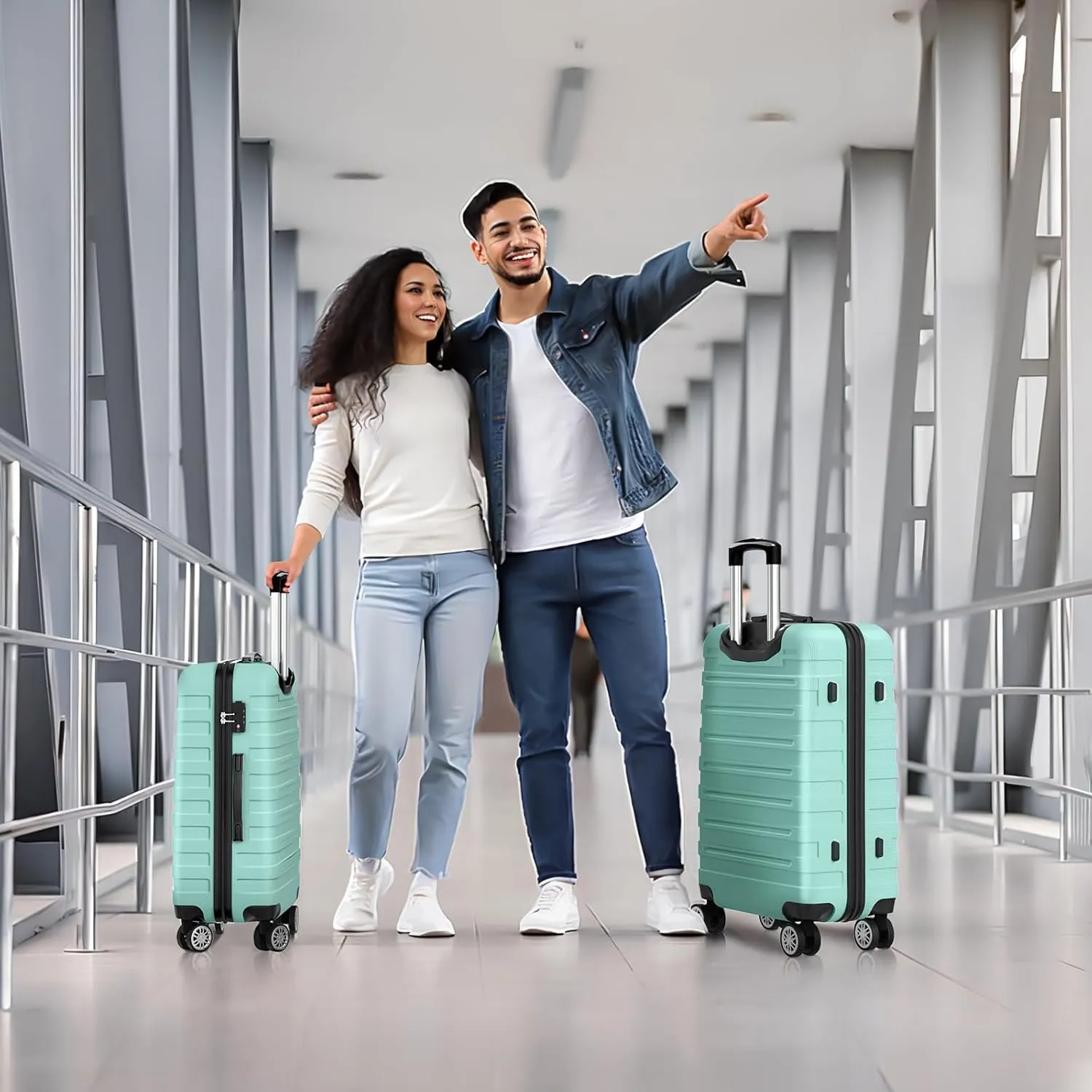Luggage 3 Piece Set Lightweight Luggage Set Suitcases with Spinner Wheels Travel Suitcase Set,Mint Green