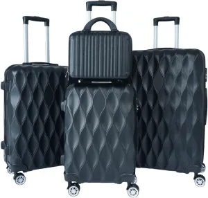 Luggage 4 Piece Set Suitcase Set 14 20 24 28 Inch Hard Shell Luggage Set with Telescopic Handle,4 Spinner Wheels and TSA Lock, Luggage Suitcase Set Black 4pcs