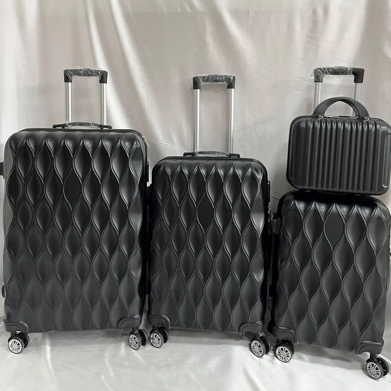 Luggage 4 Piece Set Suitcase Set 14 20 24 28 Inch Hard Shell Luggage Set with Telescopic Handle,4 Spinner Wheels and TSA Lock, Luggage Suitcase Set Black 4pcs