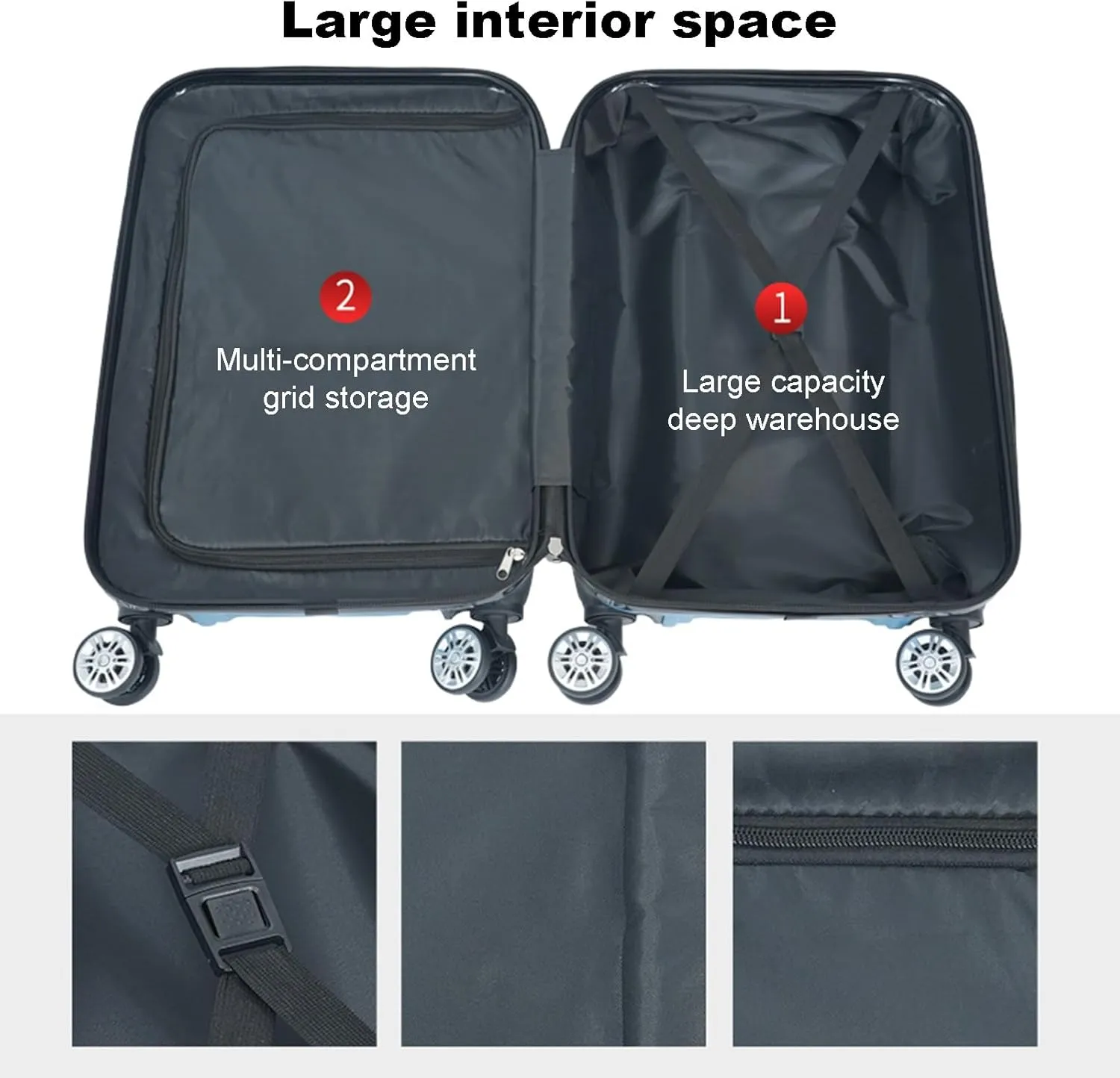 Luggage 4 Piece Set Suitcase Set 14 20 24 28 Inch Hard Shell Luggage Set with Telescopic Handle,4 Spinner Wheels and TSA Lock, Luggage Suitcase Set Black 4pcs
