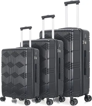 Luggage Set 3 Piece Set Suitcase set Spinner Hard shell Lightweight PC ABS with TSA Lock 20inch 24inch 28inch (black)