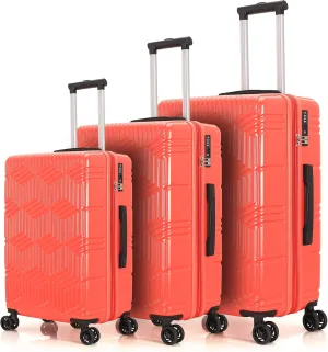 Luggage Set 3 Piece Set Suitcase set Spinner Hard shell Lightweight PC ABS with TSA Lock 20inch 24inch 28inch (coral)