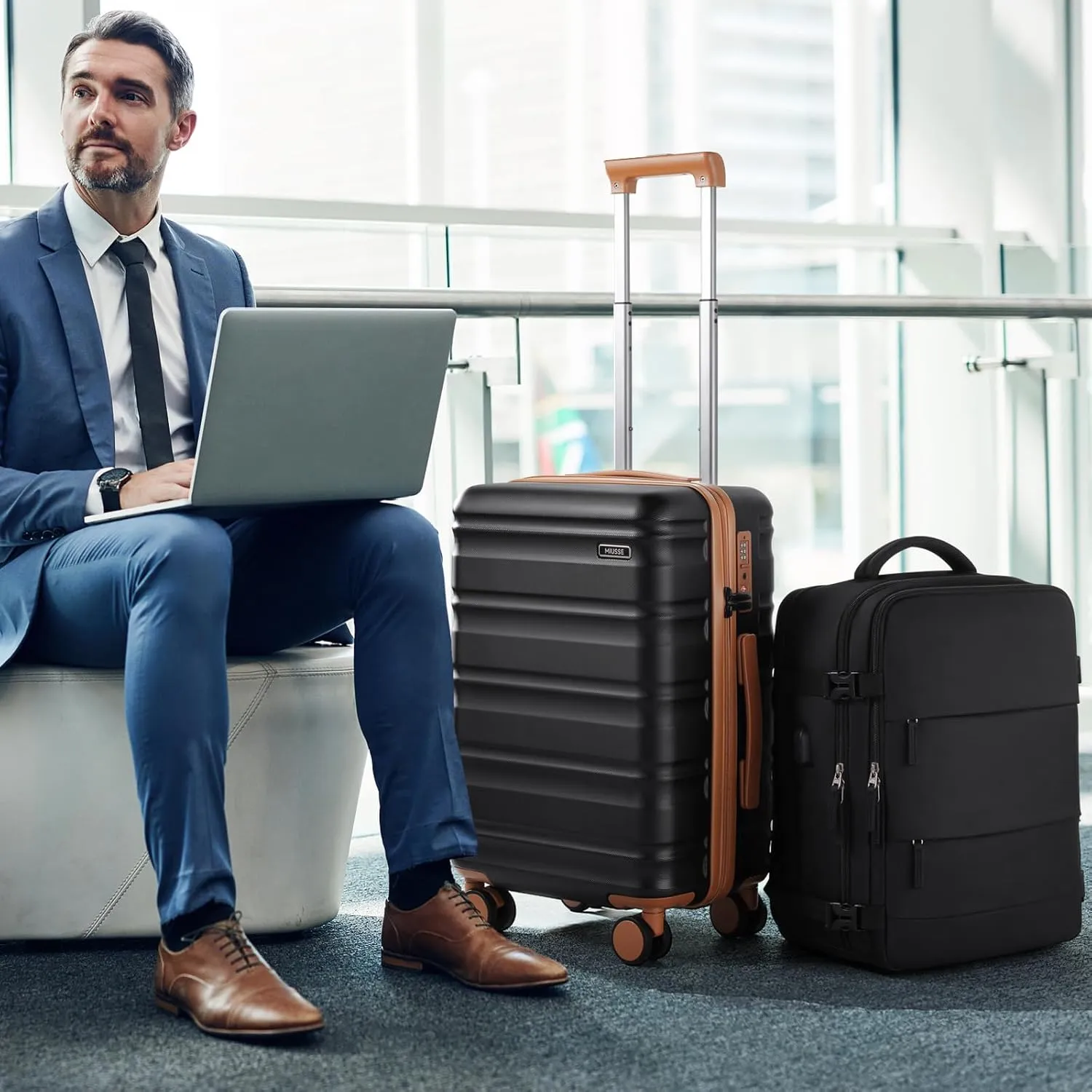Luggage Set, 3 Piece Suitcase Collection (Black, 3 piece set)