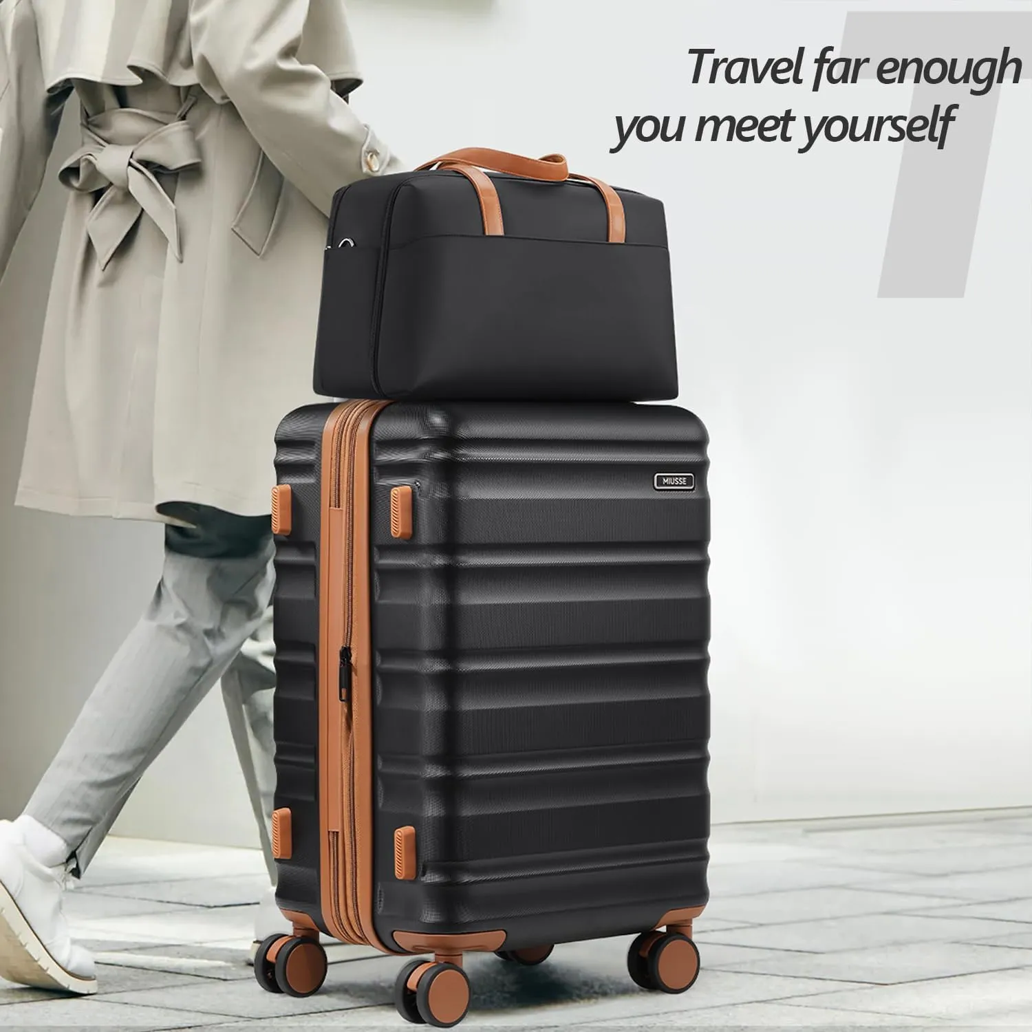 Luggage Set, 3 Piece Suitcase Collection (Black, 3 piece set)
