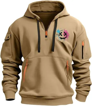 Men Tactical Hoodies Vintage Workout Fall Winter Sport Military Sweatshirt Sweaters 1/4 Zip Long Sleeve Pullover Tops