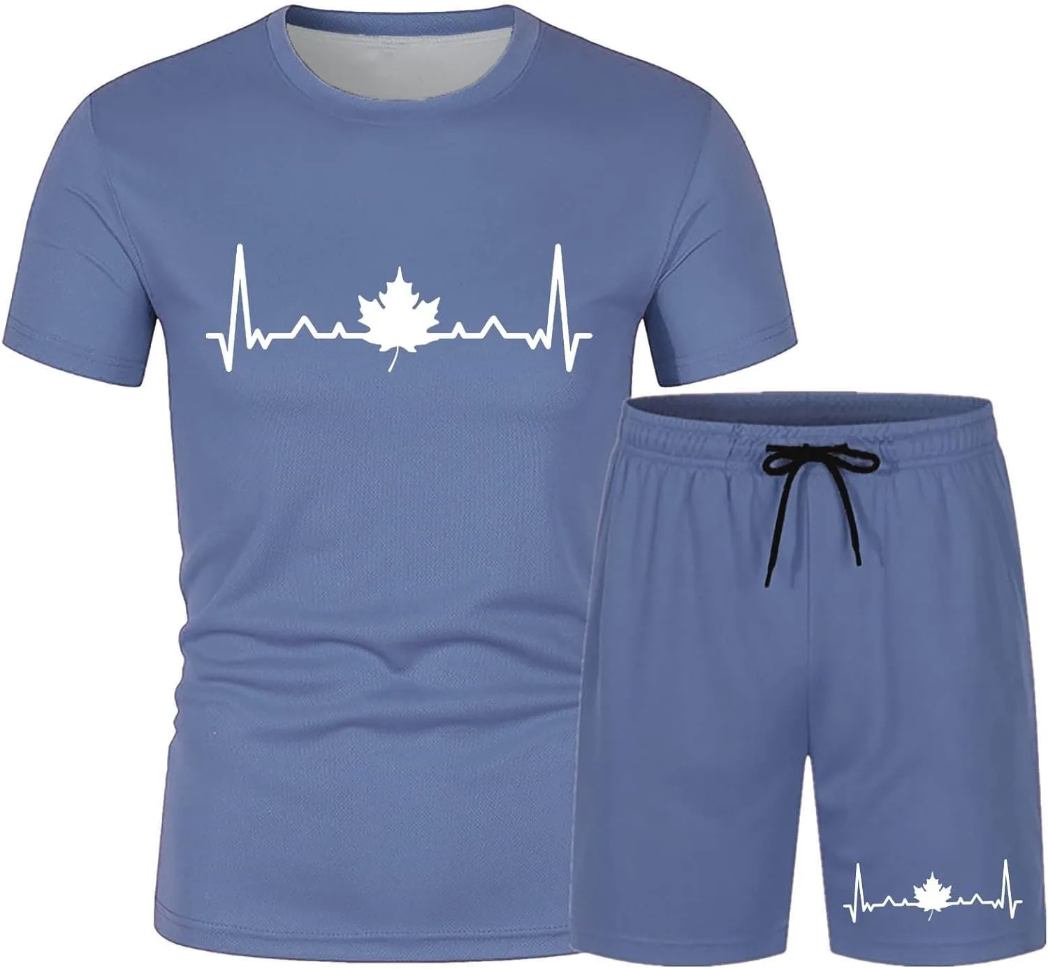 Mens 2 Piece Short Set 2025 Summer Graphic Print Short Sleeve T-Shirts & Drawstring Waist Loose Shorts Outfits Sets